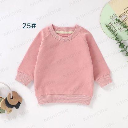 Baby Toddler Solid Color Cotton Sweatshirt - Pink - 3T - image 2