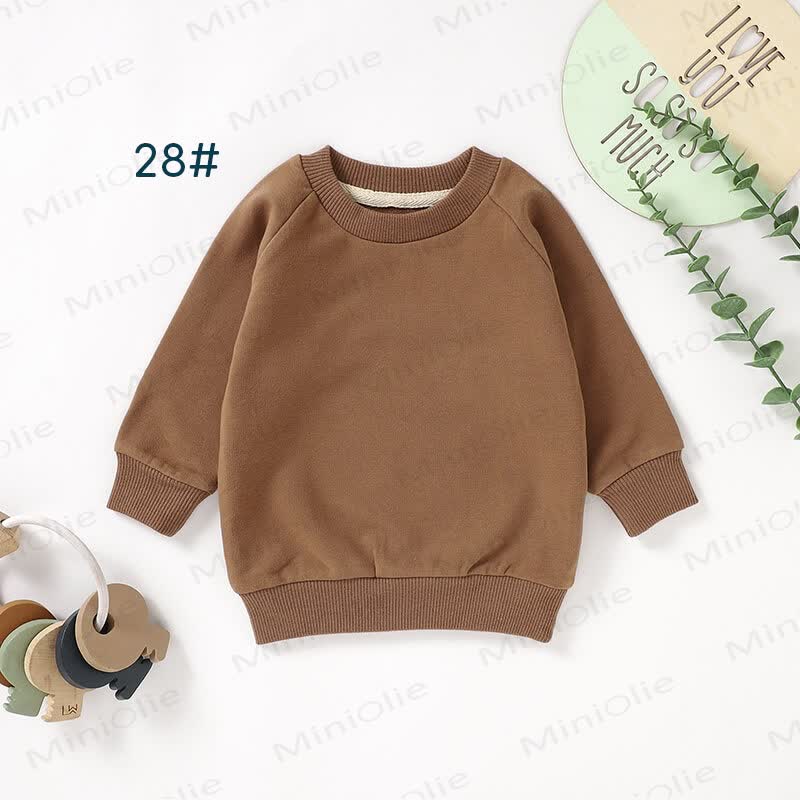Baby Toddler Solid Color Cotton Sweatshirt - Brown - 3T - image 3