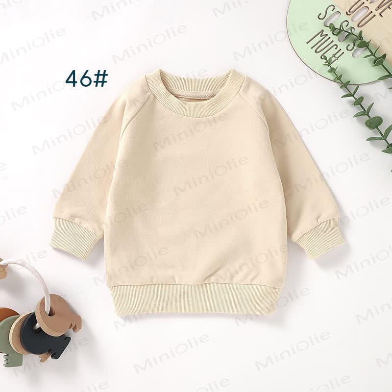 Baby Toddler Solid Color Cotton Sweatshirt - Beige - 3T - image 4