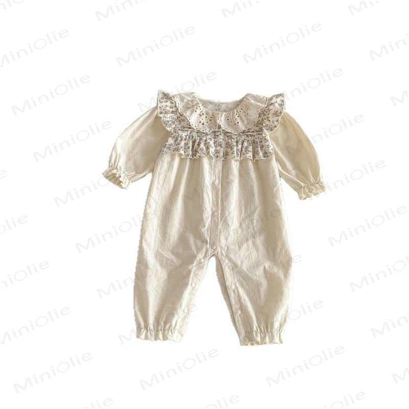 Baby Floral Collar Beige Romper - image 9