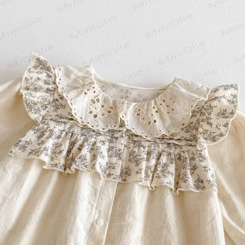 Baby Floral Collar Beige Romper - image 4