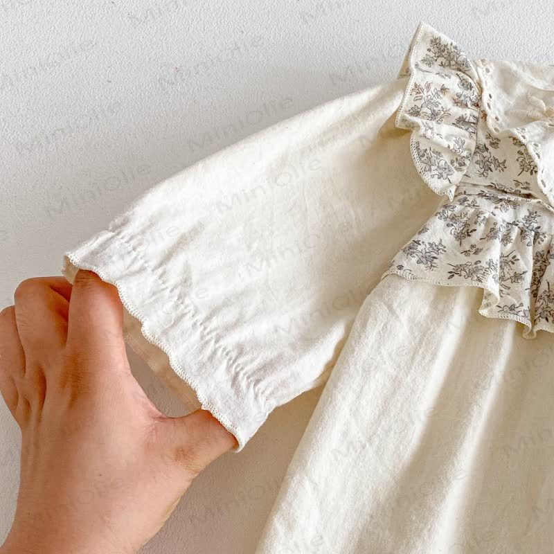 Baby Floral Collar Beige Romper - image 5