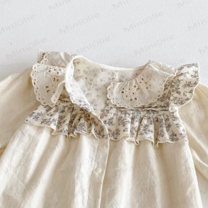 Baby Floral Collar Beige Romper - image 6