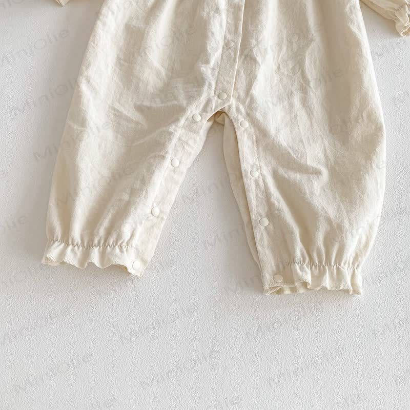Baby Floral Collar Beige Romper - image 7