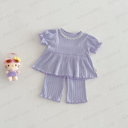 Baby Toddler Girl Sweet Rib 2-piece Set - Purple - 5-7T - image 5