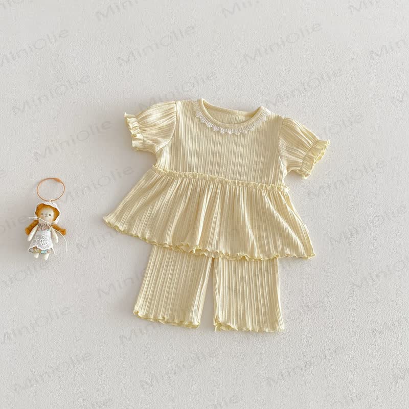 Baby Toddler Girl Sweet Rib 2-piece Set - Yellow - 5-7T - image 7