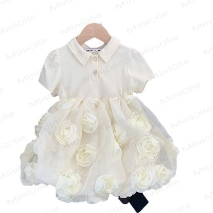 Toddler Kid Girl Flower Polo Collar Dress - image 3