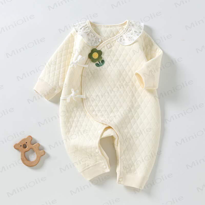 Baby Newborn 3D Flower Beige Romper - Beige - 3-6M - image 1