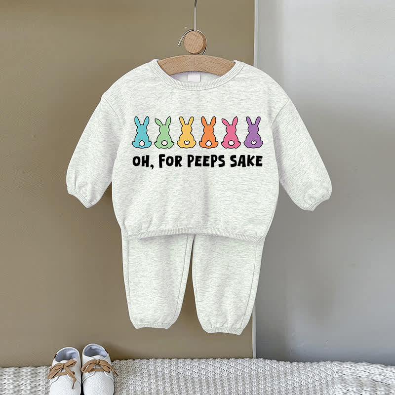 OH, FOR PEEPS SAKE Baby Multicolor Bunny 2-piece Gray Sweatshirt Set - Gray - 2-3T - image 1