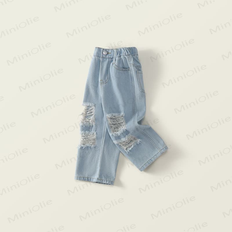 Toddler Kid Girl Denim Loose Pants - Light Blue - 10Y - image 1