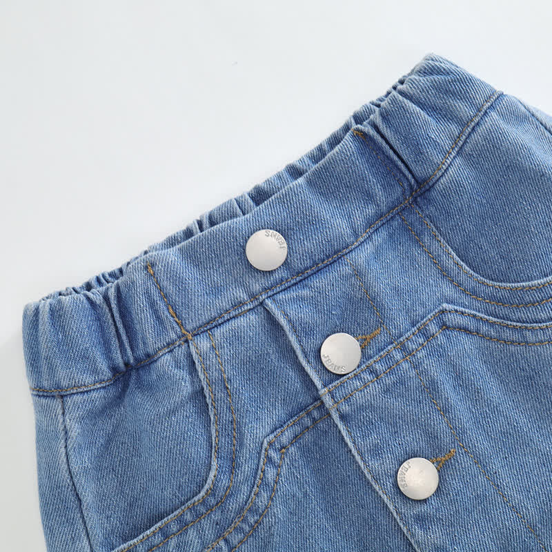 Toddler Kid Girl Denim Solid Color Shorts - image 8