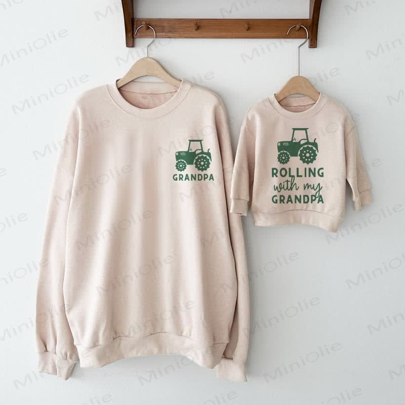 GRANDPA/ROLLING WITH MY GRANDPA Baby Beige Family Sweatshirt - Beige - Adult Sweatshirt: XL - image 1