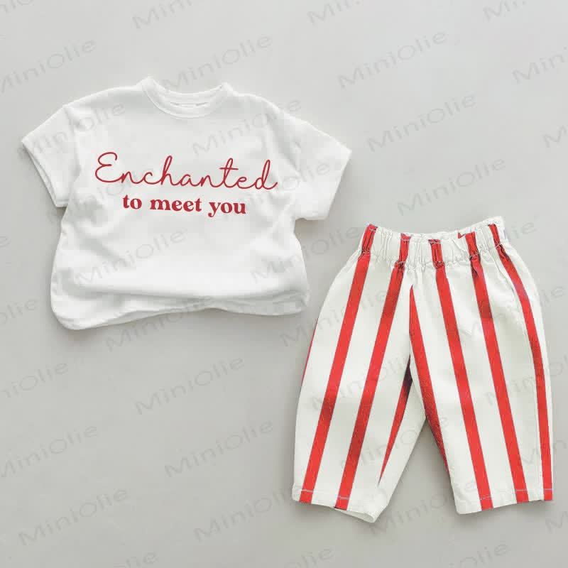 ENCHANTED TO MEET YOU Baby Red Vertical Striped 2-piece Set - White&Red - 2-3T - image 1