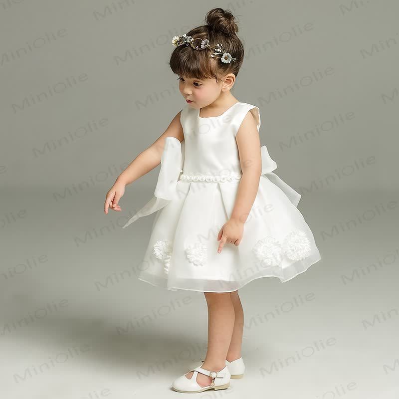 Baby Girl White Bow Flower Dress - image 2