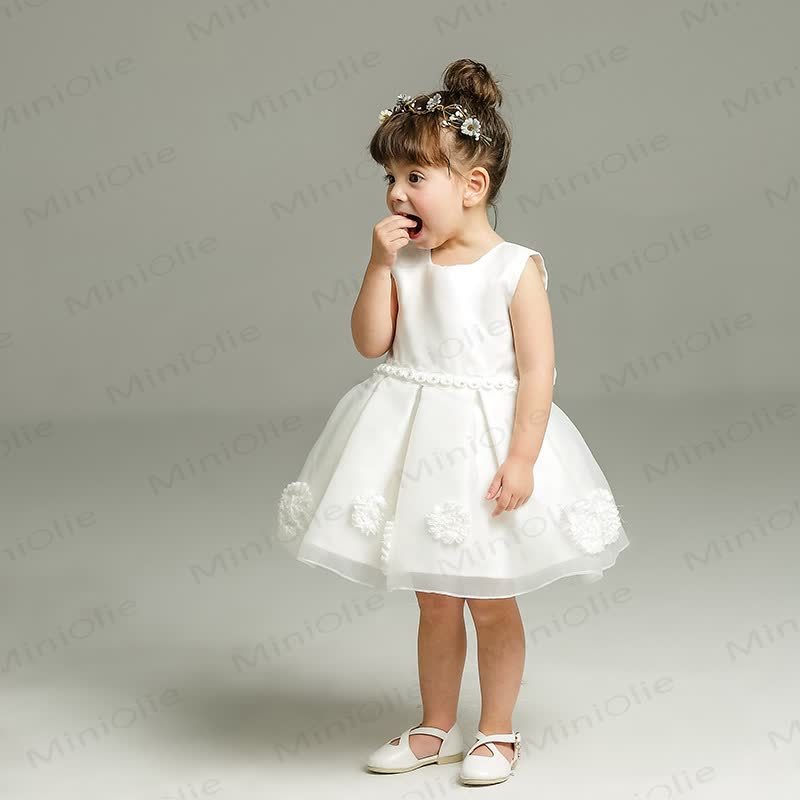 Baby Girl White Bow Flower Dress - image 3