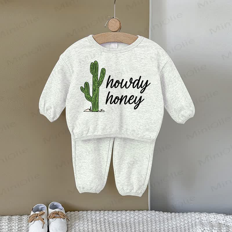 HOWDY HONEY Baby Cactus 2-piece Gray Sweatshirt Set - Gray - 2-3T - image 1