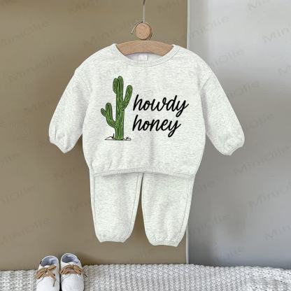 HOWDY HONEY Baby Cactus 2-piece Gray Sweatshirt Set - Gray - 2-3T - image 1