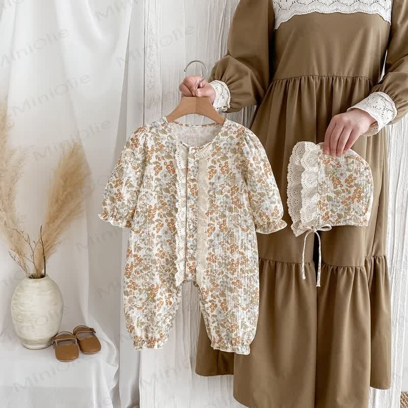 Baby Floral Yellow Romper with Hat - Yellow - 18-24M - image 1