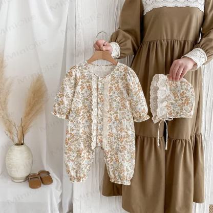 Baby Floral Yellow Romper with Hat - Yellow - 18-24M - image 1