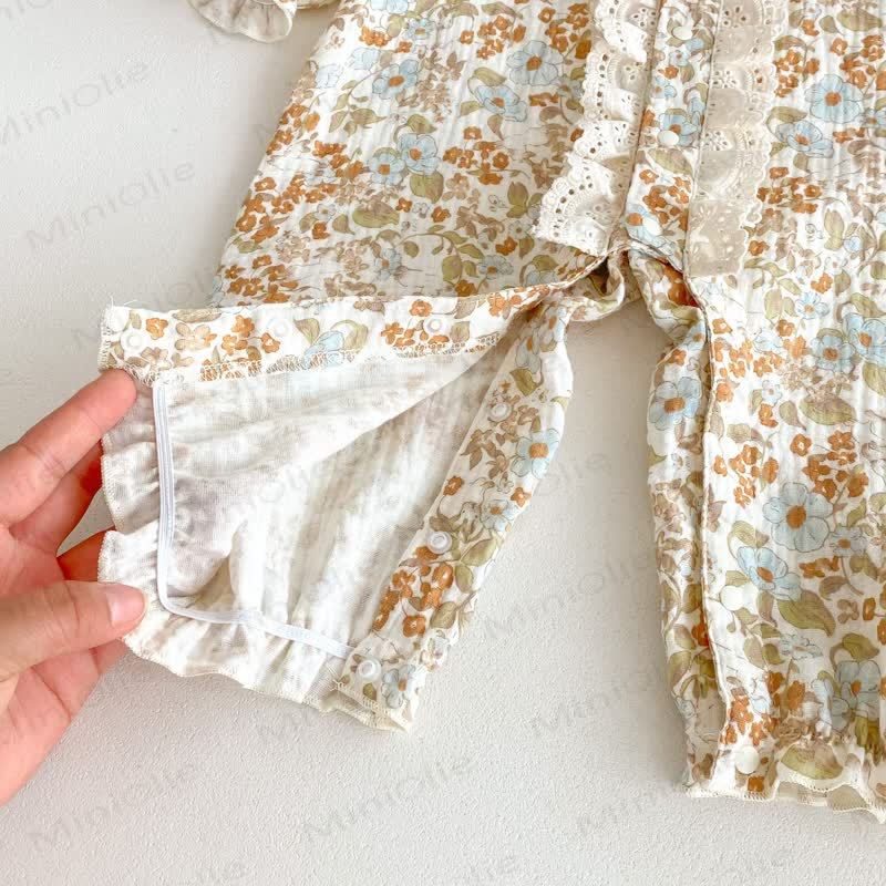 Baby Floral Yellow Romper with Hat - image 5