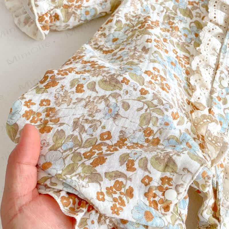 Baby Floral Yellow Romper with Hat - image 4