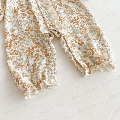 Baby Floral Yellow Romper with Hat - image 6