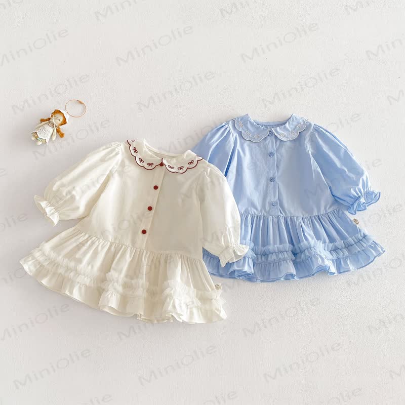 Baby Toddler Girl Bowknot Baby Collar Dress - image 1