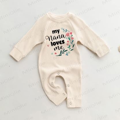 MY NANA LOVES ME Baby Waffle Romper - Beige - 18-24M - image 1