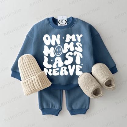 ON MY MOM'S LAST NERVE Baby Smiley 2-piece Sweatsuit Set - Blue - 2-3T - image 1