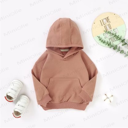Baby Toddler Solid Color Cotton Hoodie - Khaki - 3T - image 3