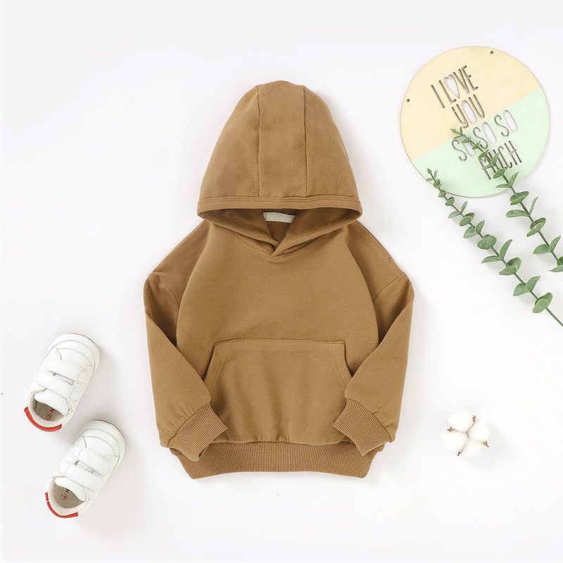 Baby Toddler Solid Color Cotton Hoodie - Brown - 3T - image 4