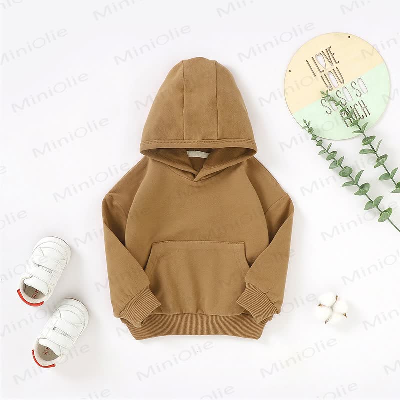 Baby Toddler Solid Color Cotton Hoodie - Brown - 3T - image 4
