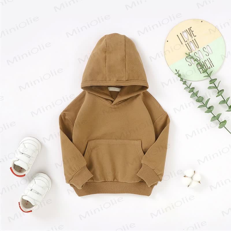 Baby Toddler Solid Color Cotton Hoodie - Brown - 3T - image 4