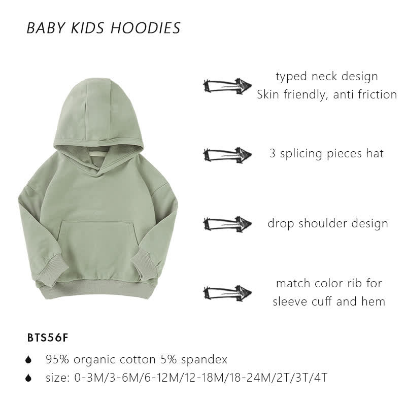 Baby Toddler Solid Color Cotton Hoodie - #72 Green - 3T - image 2