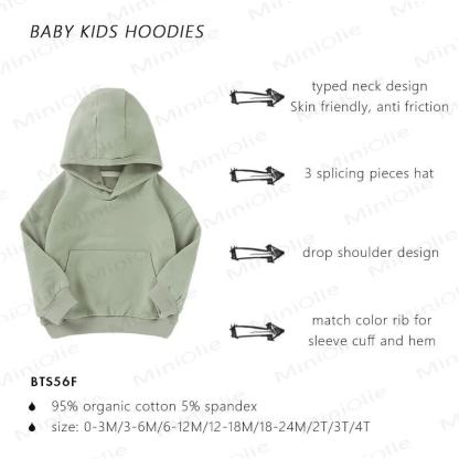 Baby Toddler Solid Color Cotton Hoodie - #72 Green - 3T - image 2