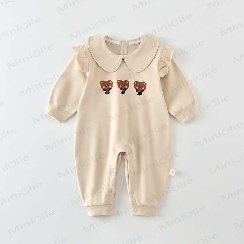 Baby Flutter Sleeves Bear Beige Romper - Beige - 18-24M - image 1