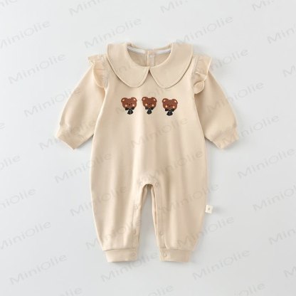 Baby Flutter Sleeves Bear Beige Romper - Beige - 18-24M - image 1