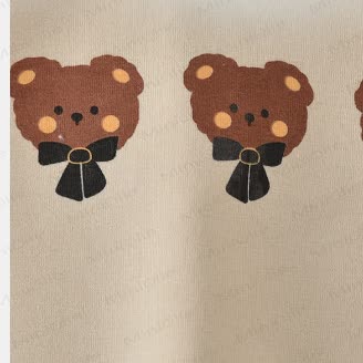 Baby Flutter Sleeves Bear Beige Romper - image 2