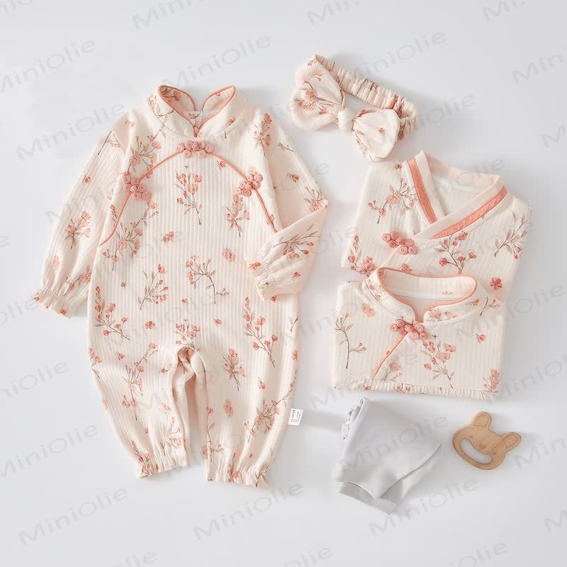 Baby Peach Blossoms Pink Romper - image 3