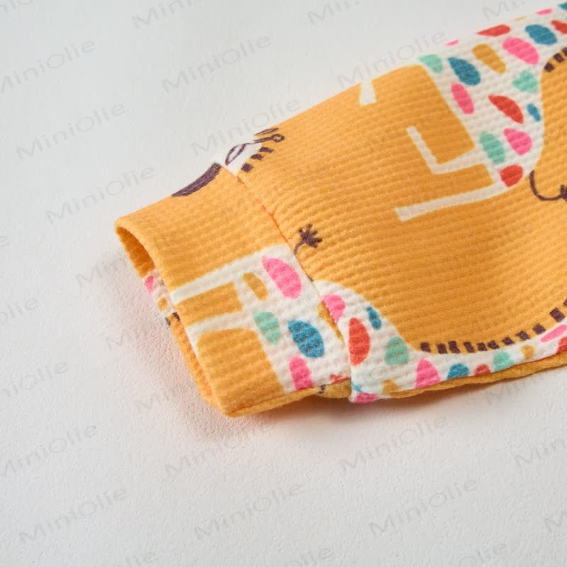 Baby Toddler Giraffe Waffle Sweatshirt 2-piece Set - image 3