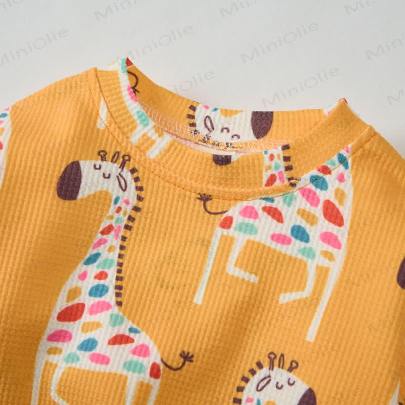 Baby Toddler Giraffe Waffle Sweatshirt 2-piece Set - image 4