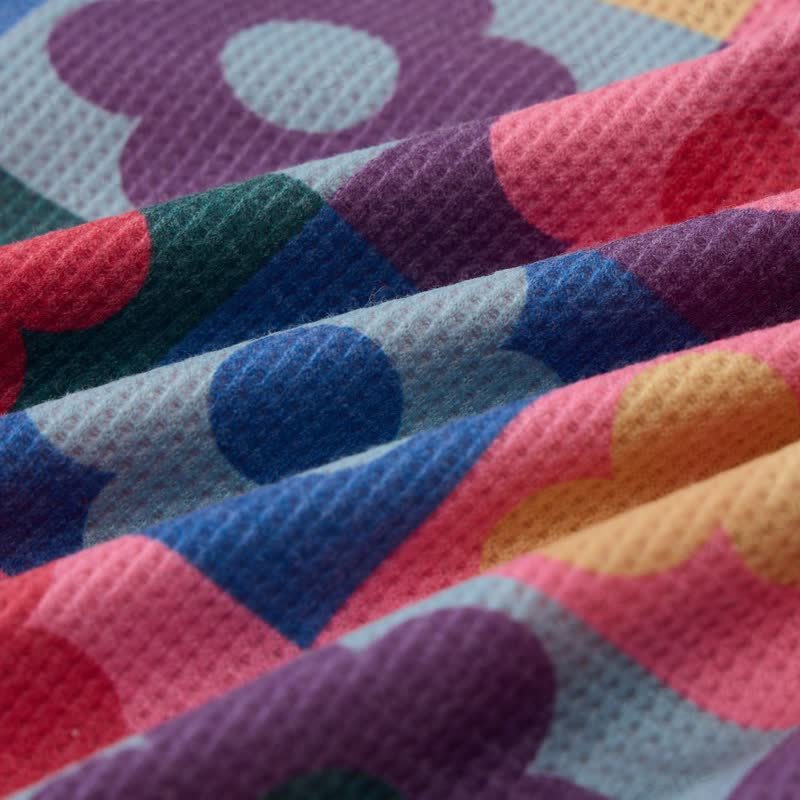 Baby Waffle Colorful Plaid Flower Sweatshirt 2-piece Pink Set - image 5