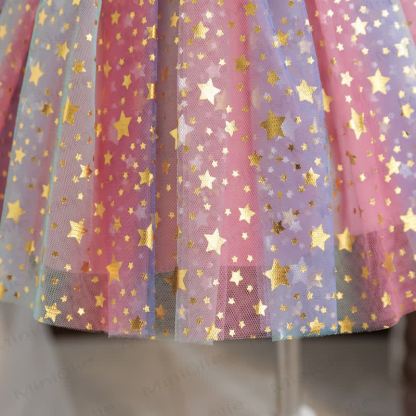 Baby Toddler Girl Bow Rainbow Star Mesh Dress - image 8