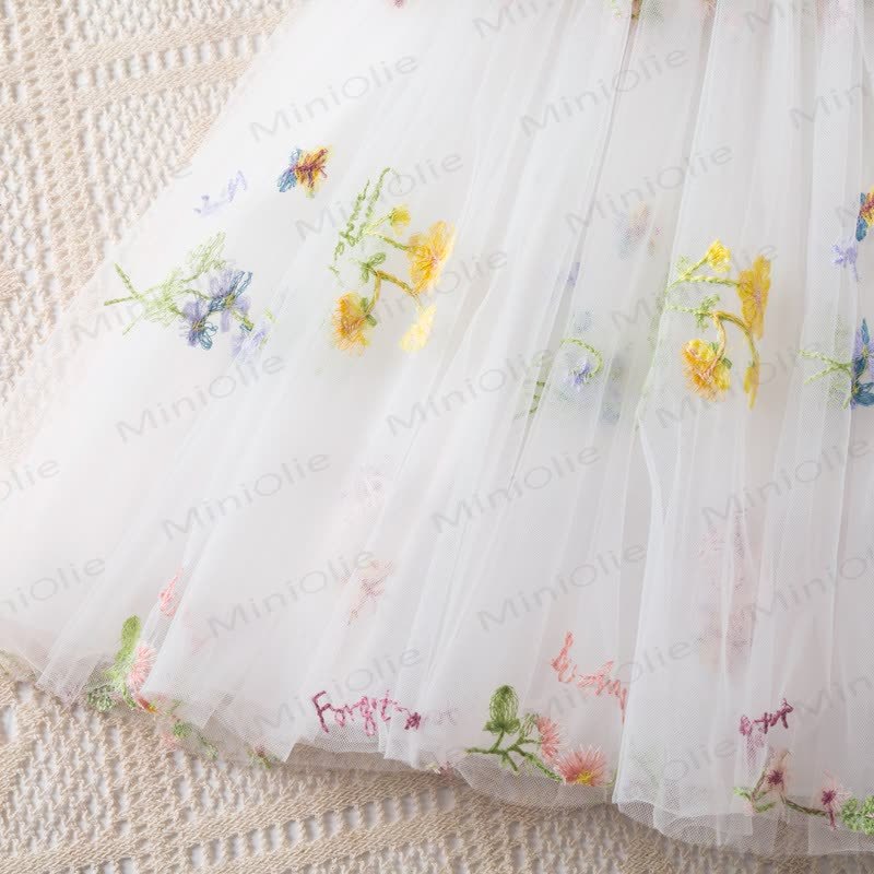 Baby Toddler Girl Bow Embroidered Flower Mesh Dress - image 7