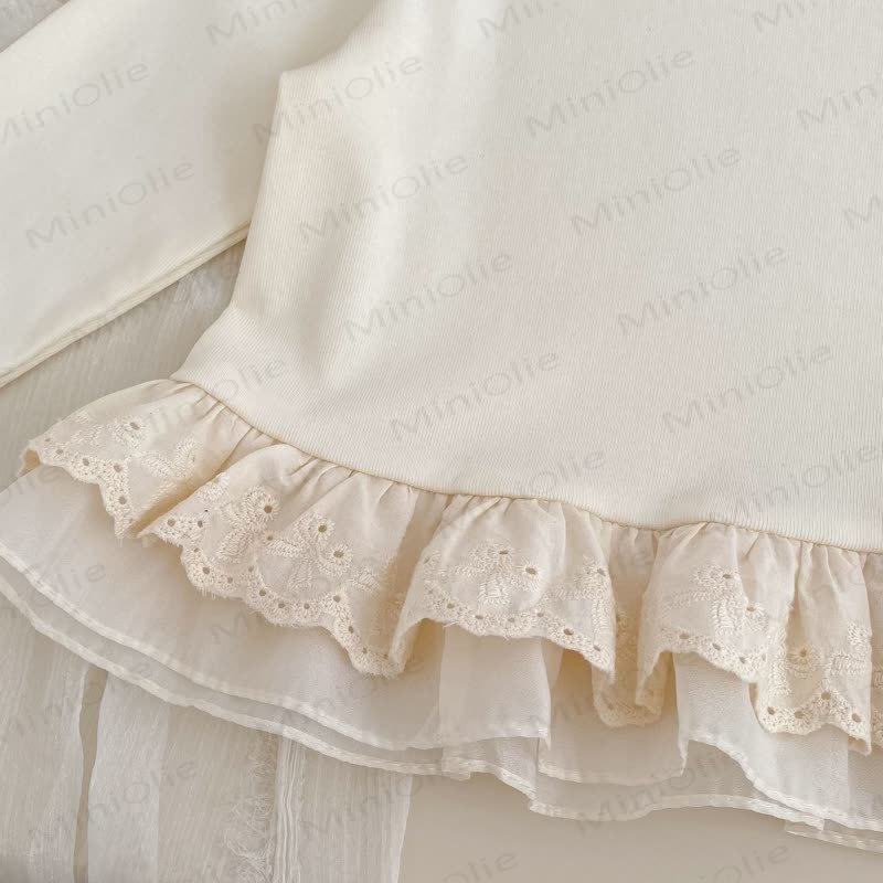 Baby Toddler Girl Solid Color White Lace Top/Blue Denim Pants - image 9