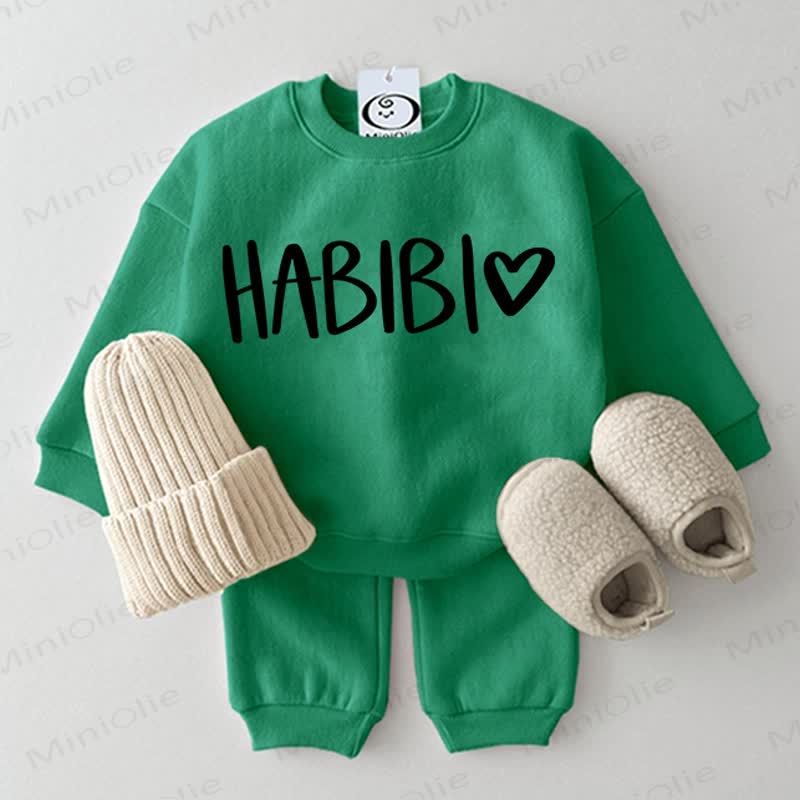 HABIBI Baby Love Sweatshirt 2-piece Green Set - Green - 2-3T - image 1