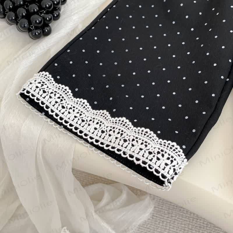 Baby Toddler Girl Solid Color Bow Top/Black Dot Pants - image 10