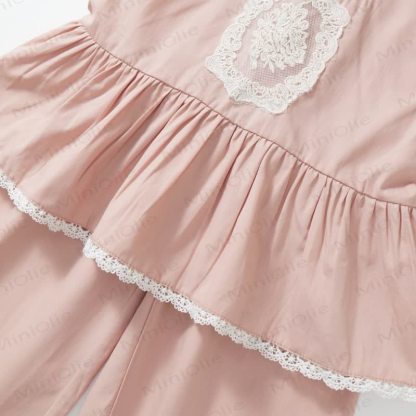 Toddler Kid Girl Pink Lace Flower 2-piece Set - image 8