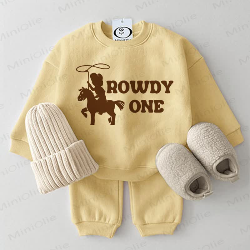 ROWDY ONE Baby Horse Sweatshirt 2-piece Yellow Set - Yellow - 2-3T - image 1
