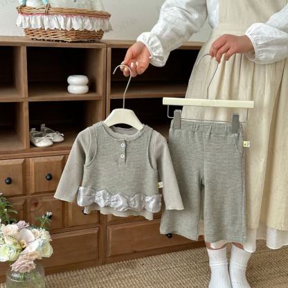 Baby Toddler Girl Solid Color Lace Tank Top & Pants/Top - image 1